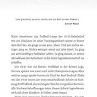 "Harte Fußballferien" und Zitat von Lionel Messi: „Um glücklich zu sein, reicht mir ein Ball an den Füßen.“ Text über ein Fußballcamp.