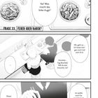 Ein Manga mit zwei Personen an einem Tresen. Dialog über ein linkes Auge und Entschuldigung; eine Schale Essen, Stäbchen.