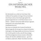 Kapitel 1: EIN INFERNALISCHER WUSCHEL. Text beschreibt eine dämonische Stechmücke in lebhafter Sprache.