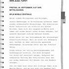 "Mission: Klasse unter Wasser 505.ZZZ.12/01. Freitag, 25. September, 6:07 Uhr. Mittelhausen. BFLB Mobile Zentrale." Text auf Notizpapier.