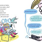 Texte: Eine Frau schreit am Telefon... Illustration zeigt einen Mann mit Brille, daneben eine Taube und Telefon.