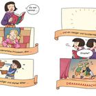 Eine Frau liest vor: "Es war einmal ...". Kinder verkleiden sich als Prinzessin, Ritter, Drache. "DRAAAAAAAAAACHE??!"