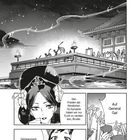 Kapitel 10: Karin möchte sie aufhalten. Den Frieden der Nördlichen Gi-Dynastie haben wir nur Euch zu verdanken, Bruder. Auf General Ga! Glückwunsch zur Unterdrückung der Fremden. Onkel! Eine Illustration mit einem asiatischen Palast bei Nacht, Menschen feiern.