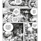 Eine Manga-Seite mit mehreren Figuren im Wald. Sie diskutieren über einen Seitenweg und die Möglichkeit einer Abkürzung.