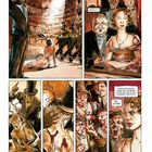 Sprechblasen: "Haahaha!", "Herrlich!", "Da capo!" Dialog: "Baron Barthelms, lassen Sie uns gehen, bevor die Meute die Ausgänge verstopft."  
Opulente Bühnenszene mit eleganten Zuschauern und dramatischem Geschehen.