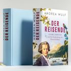 "Der Reisende" von Andrea Wulf, Georg Forster, Illustration mit Portrait, exotischen Vögeln und Landschaft.