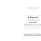 Zahl "1" verziert, Titel "Die Wispergazette", Untertitel über gebrochene Herzen von Kutlass Knightlinger. Textseite.