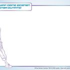 Text: "Entwirf deine eigenen Popstar-Outfits!" Illustration: Eine stilisierte Figur in modischer Kleidung, bereit zum Designen.