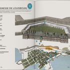 "FORTERESSE DE LOUISBOURG" mit einer Beschreibung der Festung. Daneben eine detaillierte Illustration der Anlage mit Beschriftungen.