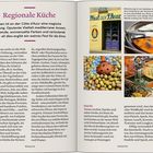 **Regionale Küche**: Magische Erfahrung an der Côte d’Azur. **Grüne Kür**: Tomaten, Zucchini und anderes Gemüse. Abbildungen: Honigladen, Oliven, Marktstand.