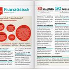 Seite 6 und 7 aus einem Buch über Französisch. Links Themen wie "Wer spricht Französisch?", Details zu Ländern. Rechts Themen wie "Französisch in Frankreich" und Grammatik.