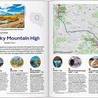 "Natur pur" steht oben in einem Text über beeindruckende Naturwunder im Westen. Rechts rote Felsformationen im klaren Himmel.