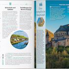 Texte: Auf geht's in die Stadt mit ihren Festungen; Auf der Suche nach Schlössern; Das Großherzogtum mit dem Rad und zu Fuß erkunden; Eine europäische Hauptstadt; WISSENSWERTES: Gehobene Speisen in Luxemburg. Die Illustration zeigt eine Burg auf einem Hügel.