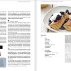 Text: "SCHAWUOT", "SCHAWUOT-BRÄUCHE", "Käseblinzes", Zutatenliste für Teig und Füllung. Rezept für Käseblinzes.

Links eine Buchseite über das Fest Schawuot mit Text und grauem Info-Kasten, rechts ein Rezept und Foto mit Blinzes.