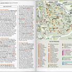 Doppelseite mit Text über Sehenswürdigkeiten und Aktivitäten in Aix-en-Provence, inklusive einer detaillierten Karte.