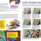 "Wachsmalstifte", "Schritt-für-Schritt-Anleitung", "Wasserfarben", "Tipps und Tricks für Buntstifte". Texte und Bilder zu Maltechniken.