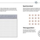 Hanjie, Speichenrätsel, Teilungsproblem. Raster mit Zahlen, Punkte verbunden durch Linien, Uhr mit Zifferblatt.