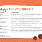 "Salzige Schoko-Donuts: Rezept für 30 Stück mit Zutaten und Zubereitung. Inklusive Mini-Donutblech, Backzeit ca. 30 Minuten."