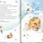 „Die Mama fügt hinzu: 'Im Frühling sehen wir uns wieder.' (...) Morgen fliegt der 16. Engel los. Dann sind es noch 8 Tage bis Weihnachten.“ 

Eine Illustration zeigt eine winterliche Szene mit Tieren, einem Igelkind im Nest und Schneeflocken.