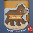 "HALLO, KLEINER BÄR!" Kinderbuch in Form eines Bären mit Texten über Schaukeln und Rasseln.