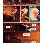 Texte: "Splat!", "Denkt ihr, er hat was gesehen?", "Kann sein", "Ident Search", "UNKNOWN", "Das ist einer dieser Teenies", "Wir finden...". Illustration zeigt einen Jugendlichen, der durch einen dunklen Wald rennt, während ein Fahrzeug im Hintergrund zu sehen ist.