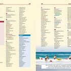 Stichwortregister von A-Z mit zahlreichen Einträgen und Seitenzahlen. Unten paddeln drei Personen auf Surfbrettern ins Meer.