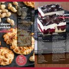 Rezepte für Erdnuss-Cookies und Donauwellen mit Zutatenlisten und Zubereitungsschritten. Links: Cookies, rechts: Kuchen.