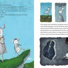Zwei Ziegen, Zora und Fritzi. Zora bietet Fritzi ein Holz an. Fritzi erlebt Abenteuer in einem Wald. Illustrationen zeigen Szenen.