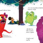 Texte: „Aaaaah!“, „Es ist noch viel grässlicher...“, „Hilfe! Hilfe! Was sollen wir...“, „Da gibt’s nur eins...“. Illustration von Monstern und einem Kind im Wald.