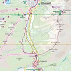 Oben steht „Mittenwald“ und „Scharnitz“. Straßen, Wanderwege und Höhenlinien sind dargestellt.
