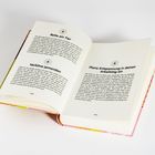 Texte: "Rette ein Tier", "Verführe jemanden", "Plane Entspannung in deinen Arbeitstag ein". Ein aufgeschlagenes Buch.