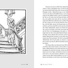 Rechts steht viel Text aus einem Märchen. Links eine Illustration: Eine Frau in einem langen Kleid steigt eine verzierte Treppe hinab.