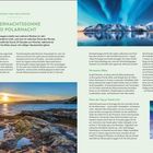 MUSTERLAYOUT. Titel: MITTERNACHTSSONNE UND POLARNACHT. Text beschreibt Naturphänomene in Norwegen. Zwei Landschaftsfotos.