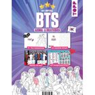„100% inoffiziell BTS Ausmal- & Kreativbuch“ in großen Buchstaben. Illustrationen der Mitglieder unten.
