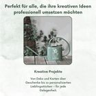 Text "Perfekt für alle, die ihre kreativen Ideen professionell umsetzen möchten." zeigt Gießkanne auf Tisch mit Pflanzen.