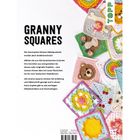 "GRANNY SQUARES. Die charmanten kleinen Häkelquadrate werden jetzt dreidimensional!" Rechts bunte Häkelquadrate.