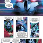 Comic mit Dialogen zwischen zwei maskierten Figuren, die über die Zukunft und holografische Nachrichten diskutieren.