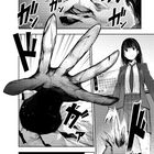 Eine große Hand streckt sich zu einer Frau aus. Texte: "KRACK", "Nein ... Ich will nicht sterben...!". Japanische Lautmalerei.