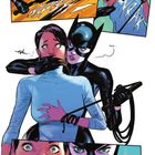 "OHGOTT!", "AAA", "HIL--", "KRAK", "Shhh...", "Ich hätte da ein paar Fragen, Jaina." Comic-Illustration: Person wird von Catwoman gefesselt.