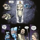 Texte: "...er war schon ziemlich alt." "Und wenn ich mir die Anmerkung erlauben darf...", "Was ist, Qui-Gon?", "Ich spüre ... eine Dunkelheit, die seine Überreste umgibt." Szene: Sci-Fi-Komik-Stil mit Charakteren in dialogischer Handlungsszene um einen Verstorbenen.