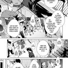 Sprechblasen mit Texten wie "Gottes Strafe ist über uns", "Ein Dieb!", "Er wird uns retten", umrahmt von Manga-Szenen.
