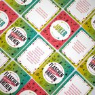 Text auf Karten: "Kratze ein Lied vor, die anderen müssen es erraten." und "FLASCHENDREHEN". Bunte Karten mit Symbolen.