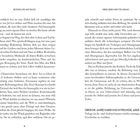 Texte: "BEYOND LIFE AND DEATH", "ÜBER LEBEN UND TOD HINAUS", "ÜBER DIE JAHRE HABEN MICH FREUNDE, ABER AUCH". Es handelt sich um Textseiten, links Seite 12, rechts Seite 13.