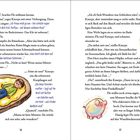 Seite 16 zeigt einen Jungen auf einer Toastscheibe. Seite 17 zeigt ein fröhlich schimmerndes Schweinchen.