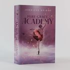 "Pure Grace Academy: The Highest Fall, Jennifer Bright. Illustration einer Ballerina in Rosa auf lila Hintergrund."
