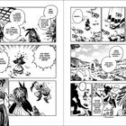 Zwei Seiten eines Mangas mit Dialogen in Sprechblasen. Themen: Samurai, Dämonenkönig, Beschämung, Befehl, Zurückweisung.