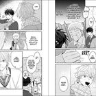 Zwei Schüler diskutieren und reflektieren über eine freundliche Geste bei Regen. Ein Junge denkt nach, der andere lacht. Manga-Stil.