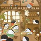 Text: "Oma Lili öffnete die Türen des kleinen Insektenhotels..."  
Illustration: Niedliche Charaktere, Marienkäfer putzen ein Baumhotel.