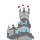 Text: "Das ist ein Beispiel, wie das Schloss aussehen kann, nachdem du die Punkte verbunden hast." Illustration eines Schlosses mit roten Fahnen.