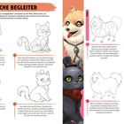"Tierische Begleiter" ist die Überschrift. Anleitungen zum Zeichnen von Katzen und Hunden mit Schritt-für-Schritt-Skizzen.